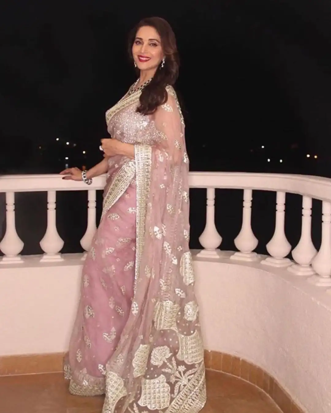 Madhuri Dixit in Traditional Pink Saree